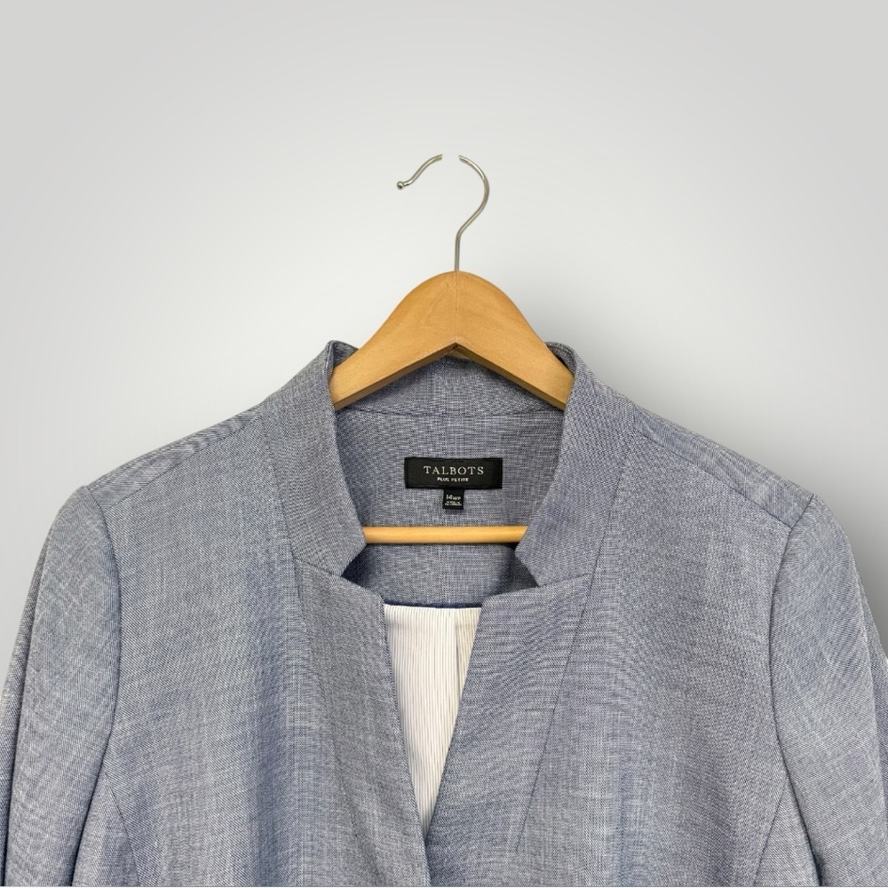 Talbots Tailored Sharkskin One-Button Blazer Sz 1… - image 3